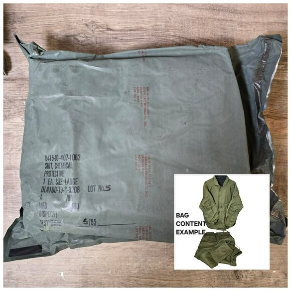 USGI Military 8415-00-407-1062 NBC Chemical Protective 2Pc Suit Large Dated 1985